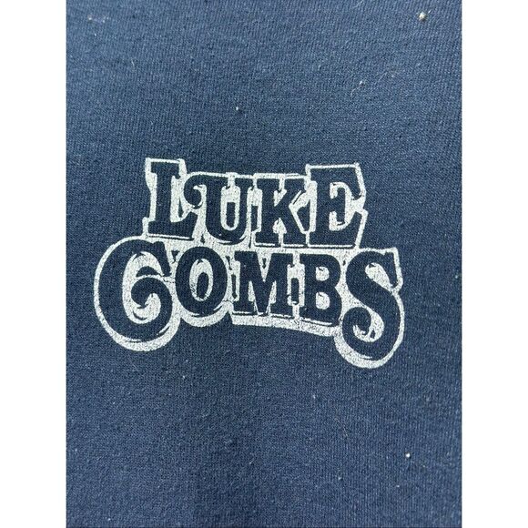 Luke Combs "Beer Never Broke My Heart" Dark Blue Concert Hoodie Sweatshirt Large - Picture 4 of 12
